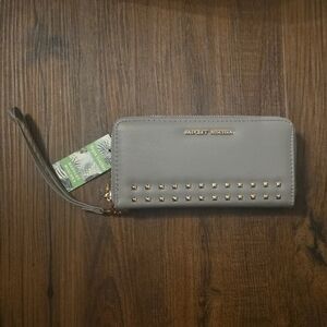 NWT Badgley Mischka Gray Wallet with Gold Studs